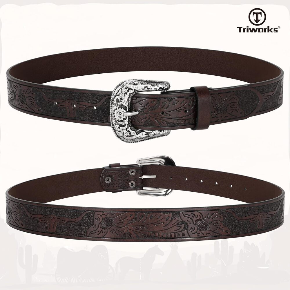 2654 Adjustable Vintage Western Belts For Women Men Cowboy Cowgirl Belt - Picture 5 of 6